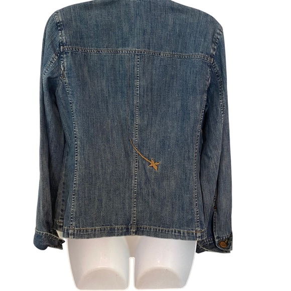 SIGRID OLSEN BOHO DENIM JACKET STRUCTURED WITH WOOD BEADS EMBROIDERED SIZE SMALL - Picture 14 of 16